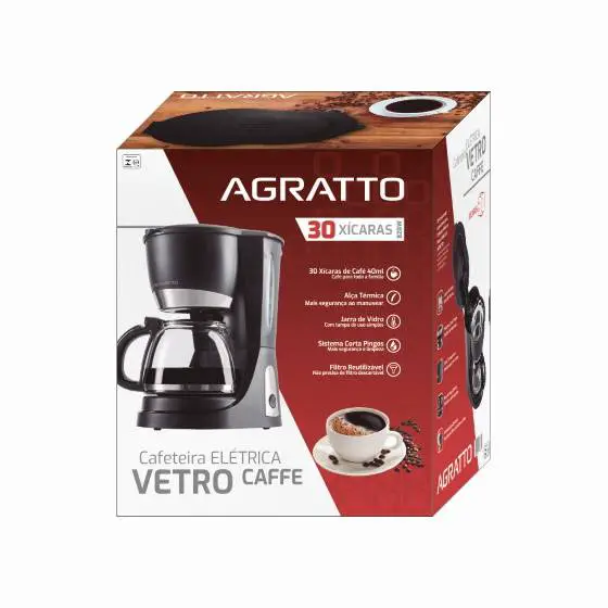 Cafeteira -elétrica- Agratto- 30- xícaras- café- Vetro