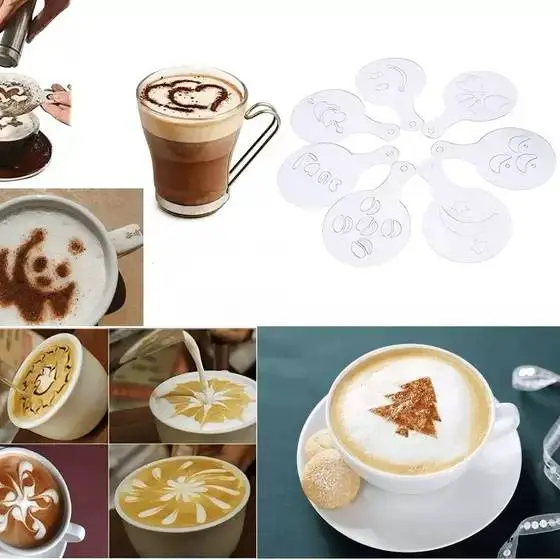 Kit- com -16- moldes -Barista -decorativos- para -café